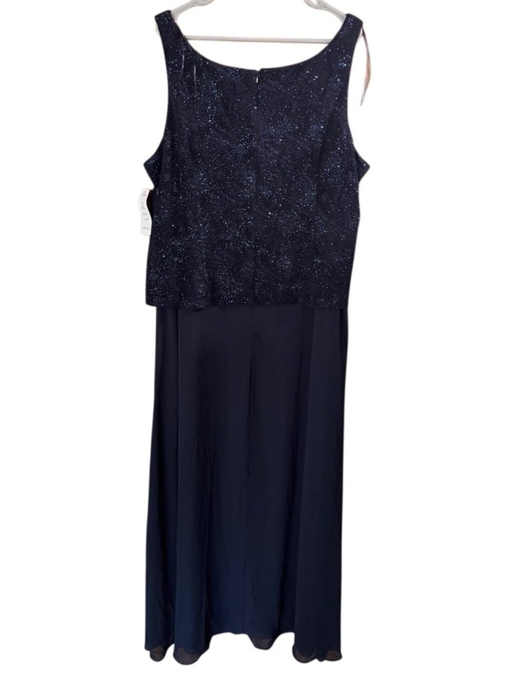 Alex Evenings 425053 Women's Formal Long Dress Size 20W Glitter Navy Blue